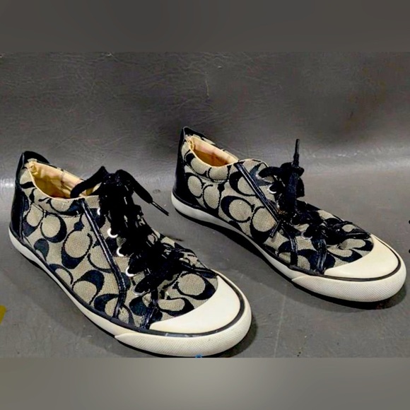 Coach Barrett Signature Logo Sneakers - Black and Grey - Picture 1 of 6